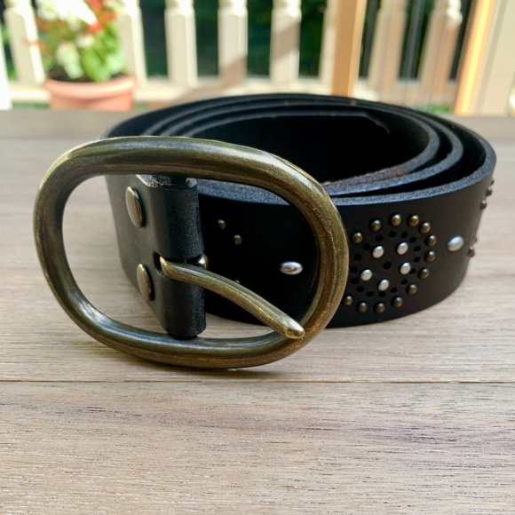 Lucky Brand Black Leather Studded Belt - Picture 1 of 7